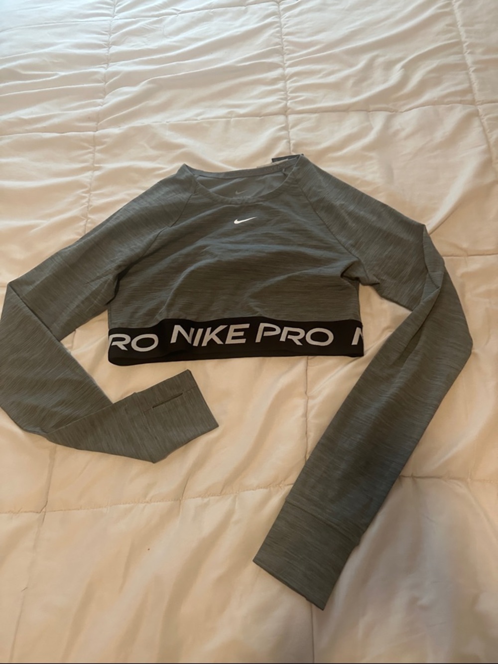 Nike grey Long Sleeve Crop Athletic Top